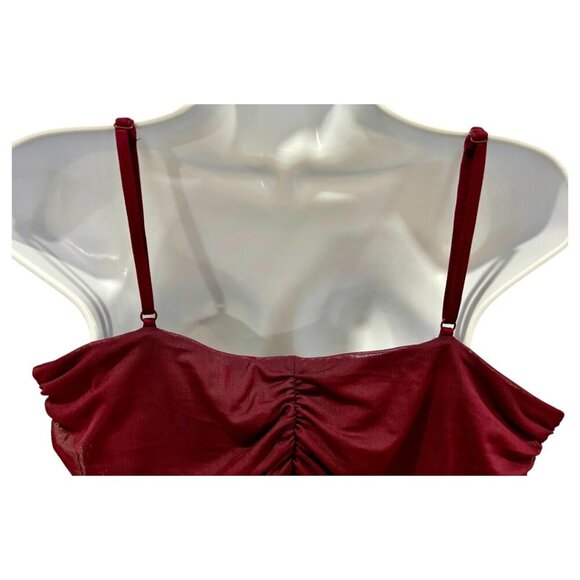 Express Maroon Ruched Body Contour Bodysuit XL - Picture 8 of 16